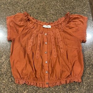Lucky Brand Rust colored Button-Down Blouse